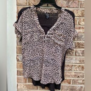 Cheetah Print Black & Beige Sheer Rue21 Short Sleeve T-shirt Blouse